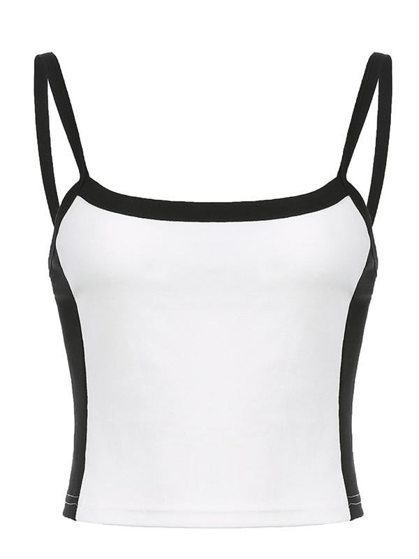 Élixane - Vintage Crop Top ohne Ärmel für Frauen mit weißen Akzenten