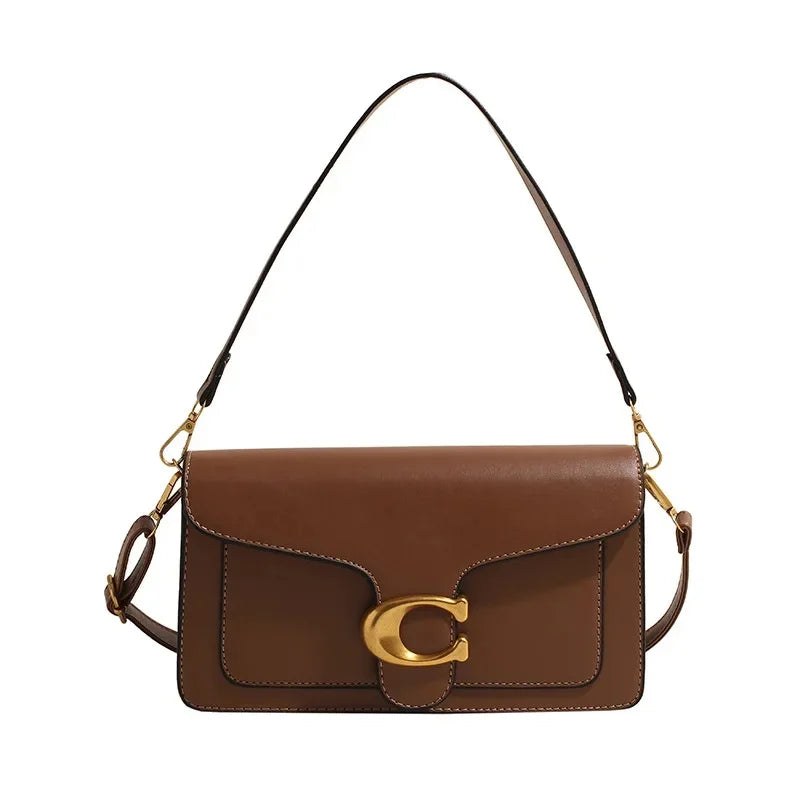 Coralie - Minimalistische Schultertasche für Frauen | Mehrschichtige Aufbewahrung und Neutraler Stil