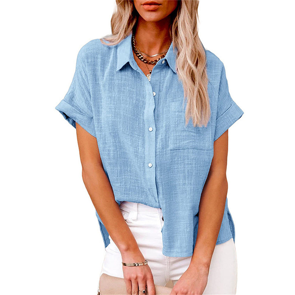 Lässige Kurzarm Hemdbluse für Damen – Luftiges Freizeitshirt leicht & vielseitig