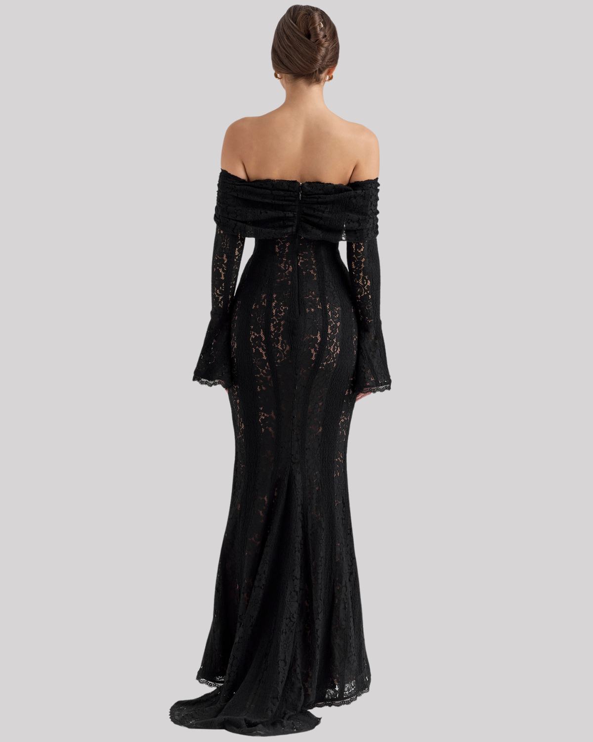Elegantes Spitze Maxikleid für Damen – Off-Shoulder Abendkleid mit figurbetonter Silhouette