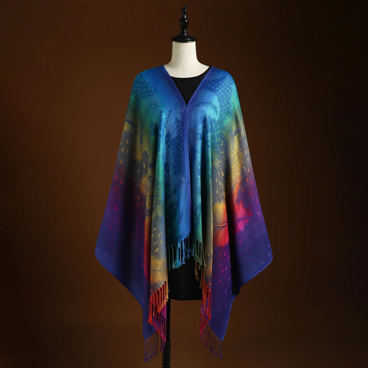 Eleganter Farbverlauf Schal mit Fransen – Weicher Damen Poncho & vielseitiges Tuch