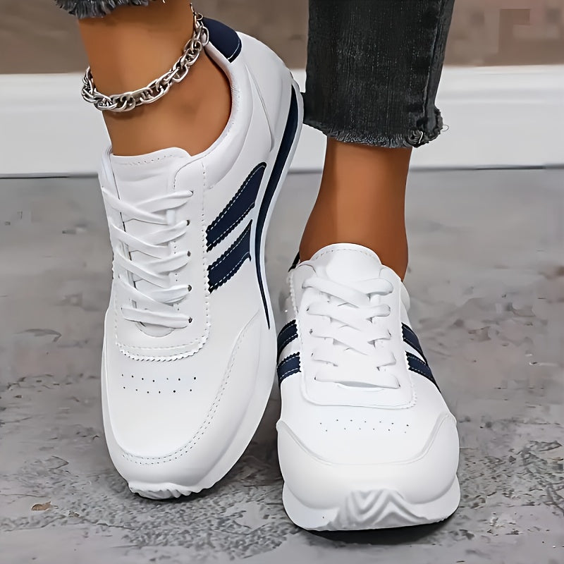 Kalyne - Elegante Weiße Orthopädische Sneakers mit Schwarzen Akzenten, Perfekt für Lange Spaziergänge und Städtereisen