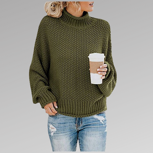 Emma - Weicher, Grobstrick-Pullover mit weitem Rollkragen für den Frühling