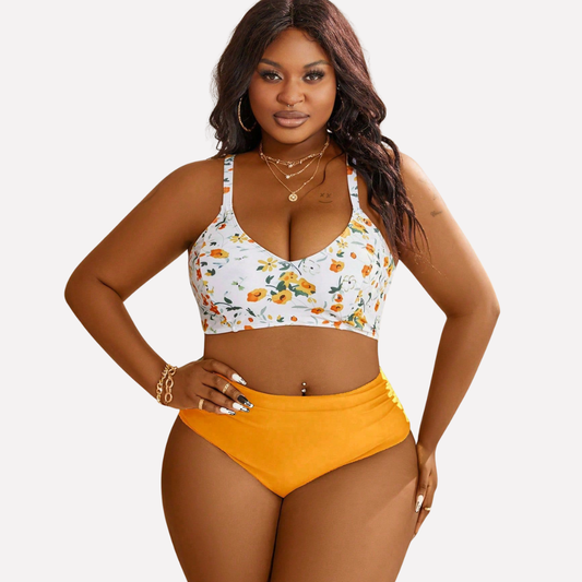 Figurformender High-Waist Bikini für Damen – Bequemes Set mit floralem Top