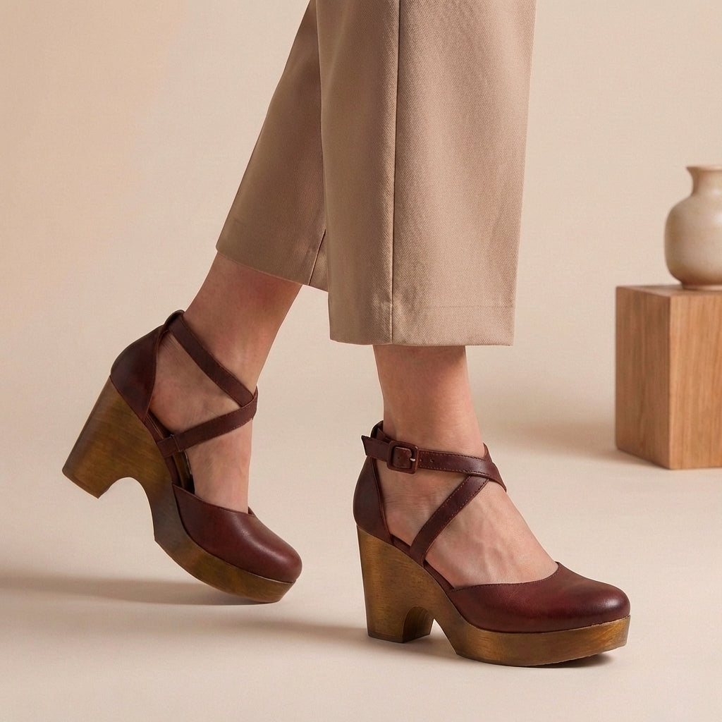 Bequeme Damen Plateau Pumps mit Riemchen – Elegante Blockabsatz Schuhe für Alltag & Büro