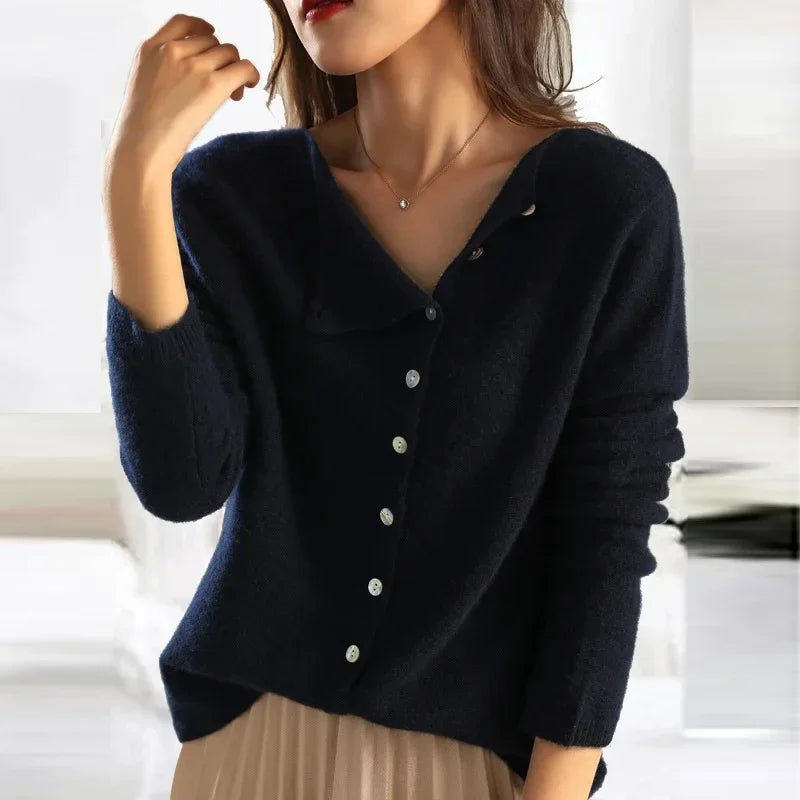 Juliette - Elegantes und Weiches Asymmetrisches Frühlings-Cachemire-Gilet mit Knöpfen