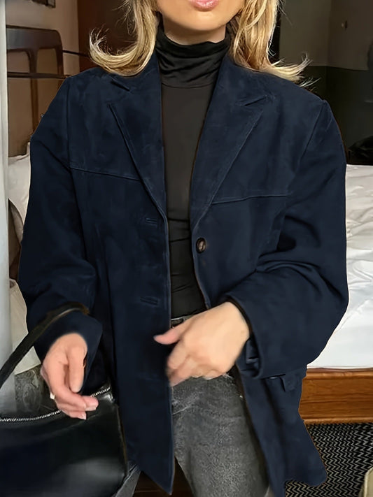 Maïwen - Vintage Suede Übergangsjacke für Damen mit Knöpfen