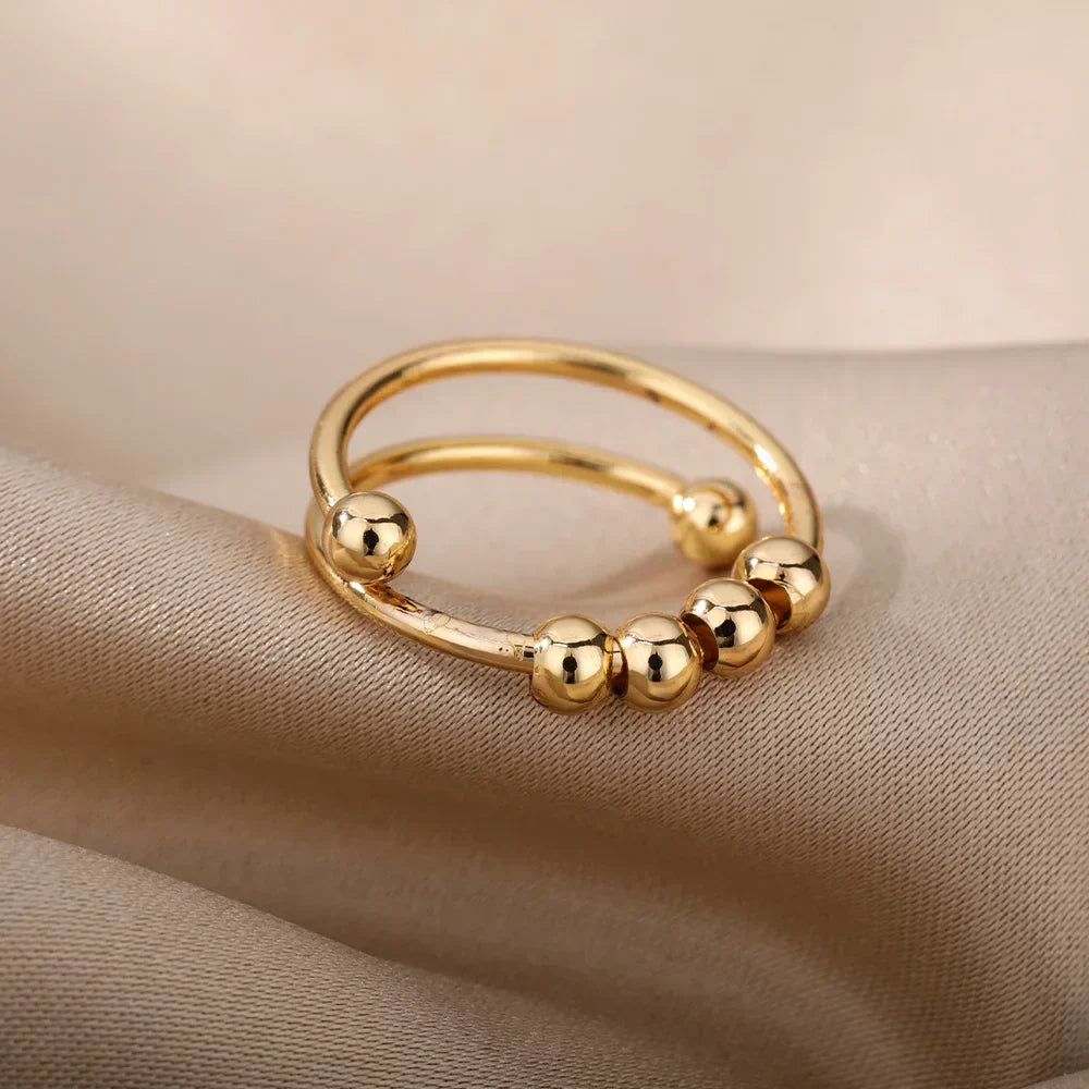 Minimalistischer Kugelring für Damen – Verstellbarer Gold Ring im modernen Design