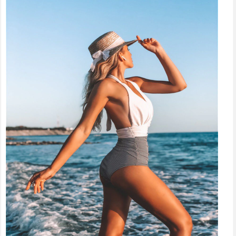 Badeanzug mit High-Waist Design – Damen mit tiefem Ausschnitt & figurformend