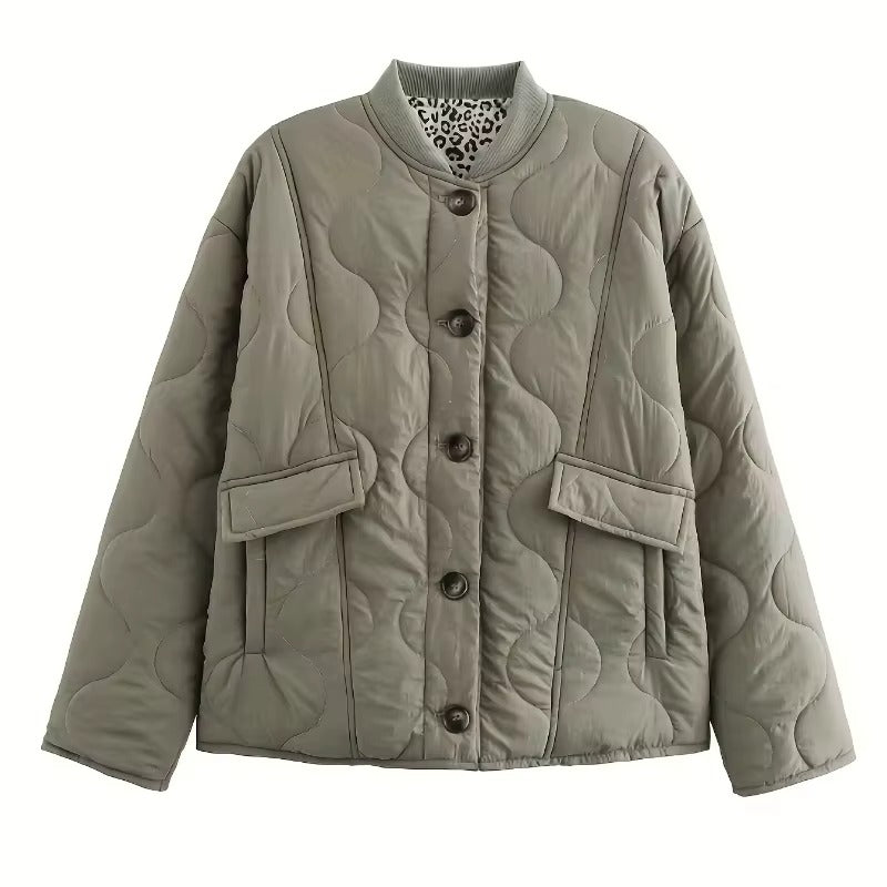 Steppjacke Damen mit Leo-Details – Leichte Übergangsjacke gesteppt & stylisch