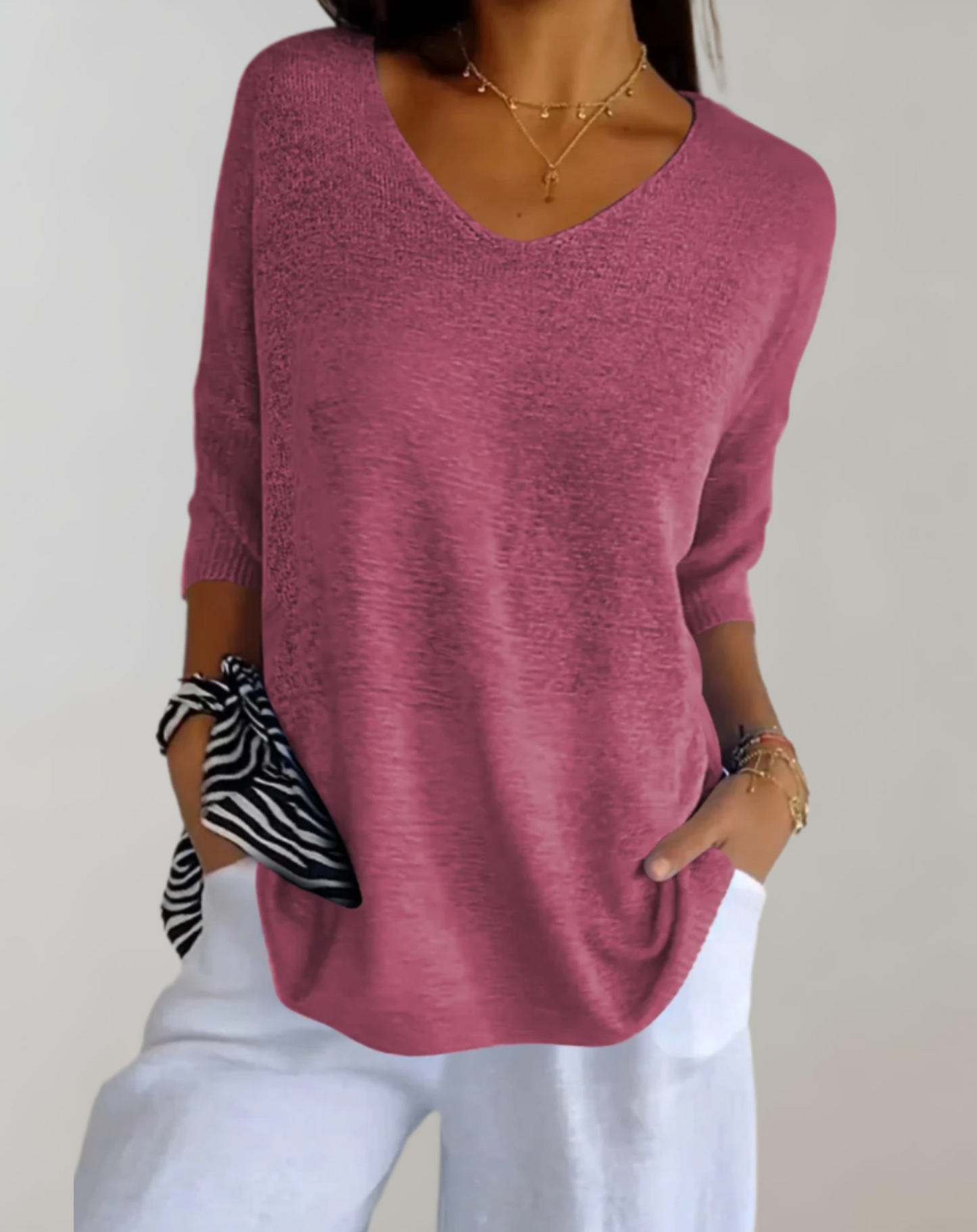 Isabeau - Leichter und Strickpullover für den Frühling, Elegant, mit Weitem Ausschnitt und Halbarm