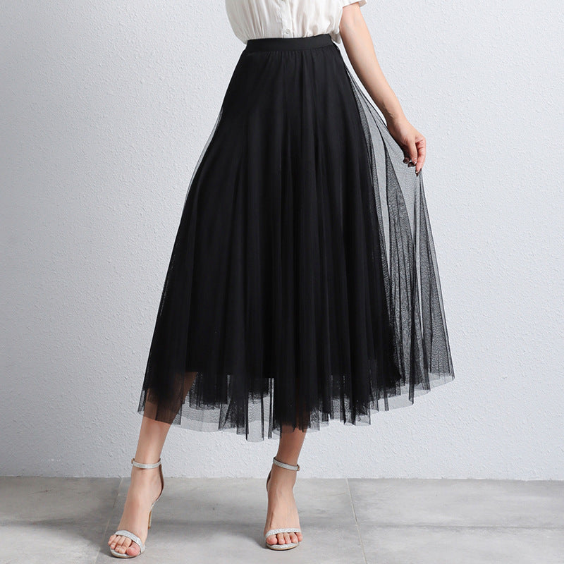 Eleganter Damen Tüllrock Midi – Hochtaillierter Plissee Rock für Stilvolle Looks