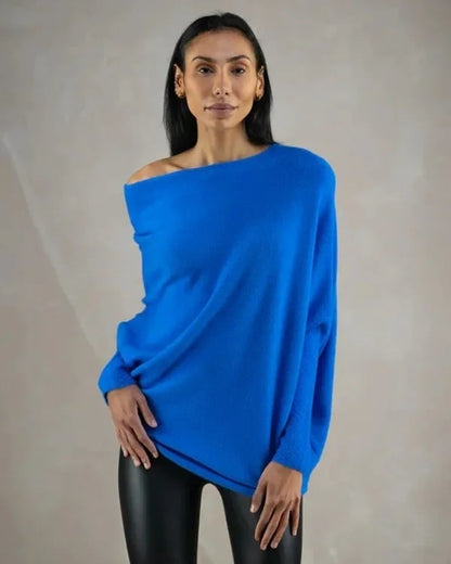 Rosalie - Luxuriöser Oversized-Pullover aus Kaschmir mit Freiliegenden Schultern für den Frühling