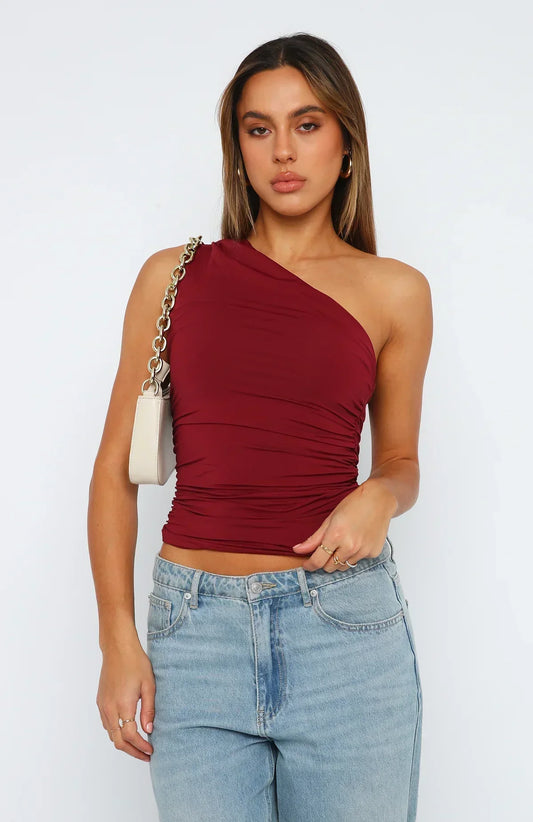 Asymmetrisches One-Shoulder Crop Top – Figurbetont & Elegant für Damen