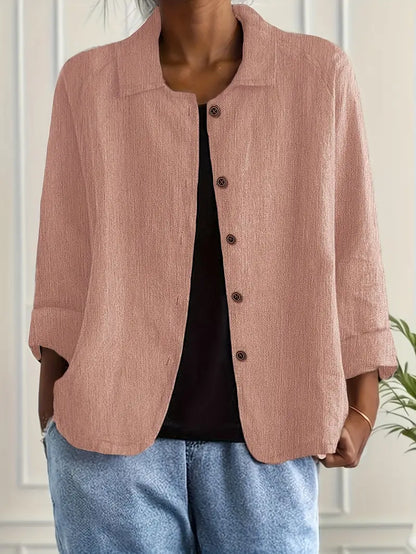 Leichte Leinen Bluse mit Knopfleiste & lockerem Schnitt für Damen – Atmungsaktiv & Elegant