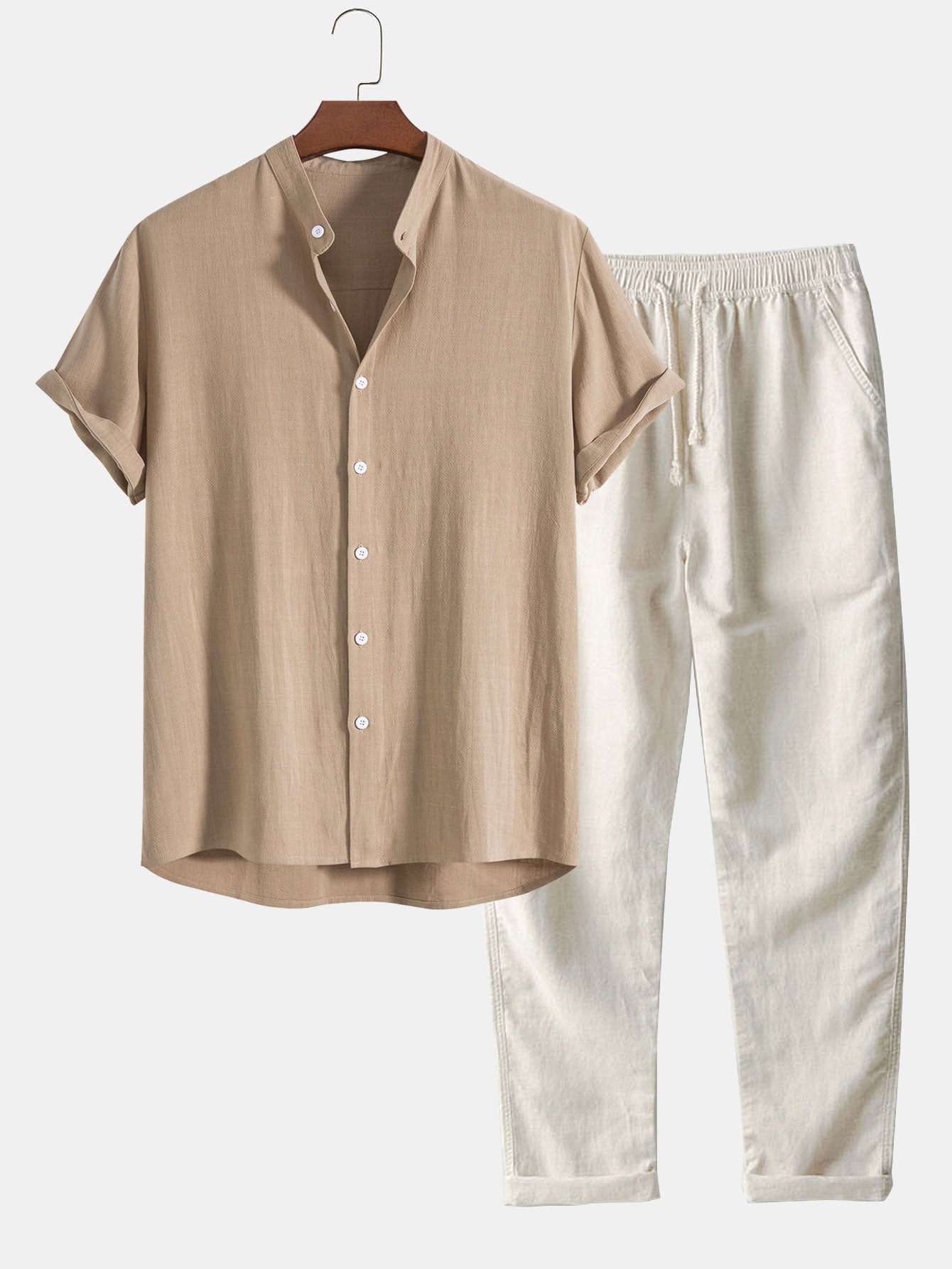 Leichtes Sommer Set aus Hemd & Hose für Herren – Luftiges Freizeit Outfit aus Leinenmix