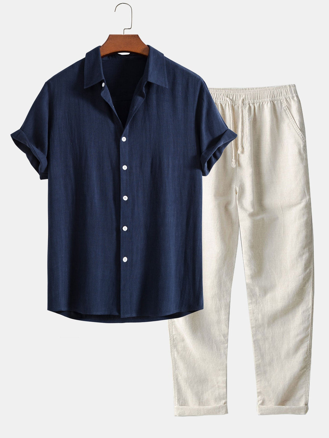 Leichtes Sommer Set aus Hemd & Hose für Herren – Luftiges Freizeit Outfit aus Leinenmix