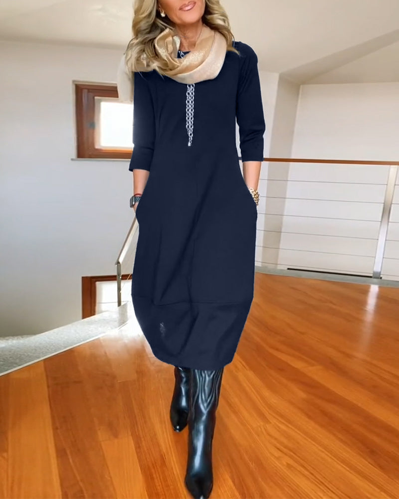 Améline - Elegantes und Bequemes Midikleid für den Frühling mit Taschen