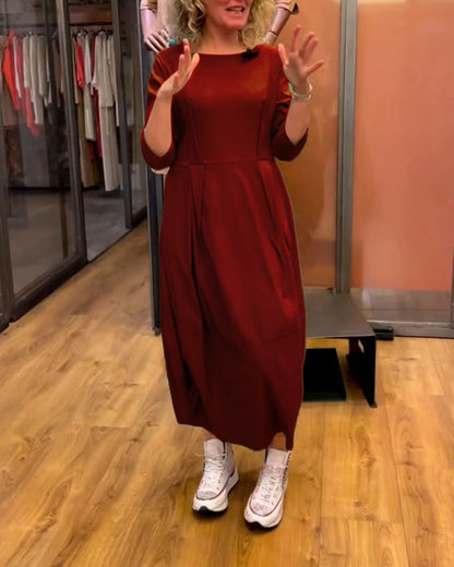 Sidonie - Bequeme und Figurbetonte Kleid mit Bootsausschnitt, Ausgestelltem Rock und Halbarm