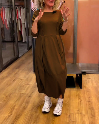 Sidonie - Bequeme und Figurbetonte Kleid mit Bootsausschnitt, Ausgestelltem Rock und Halbarm