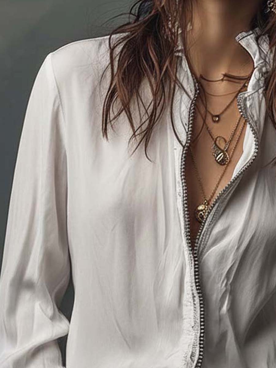 Ambréline - Romantische Weiße Bluse für Frauen mit Langen, Weiten Ärmeln