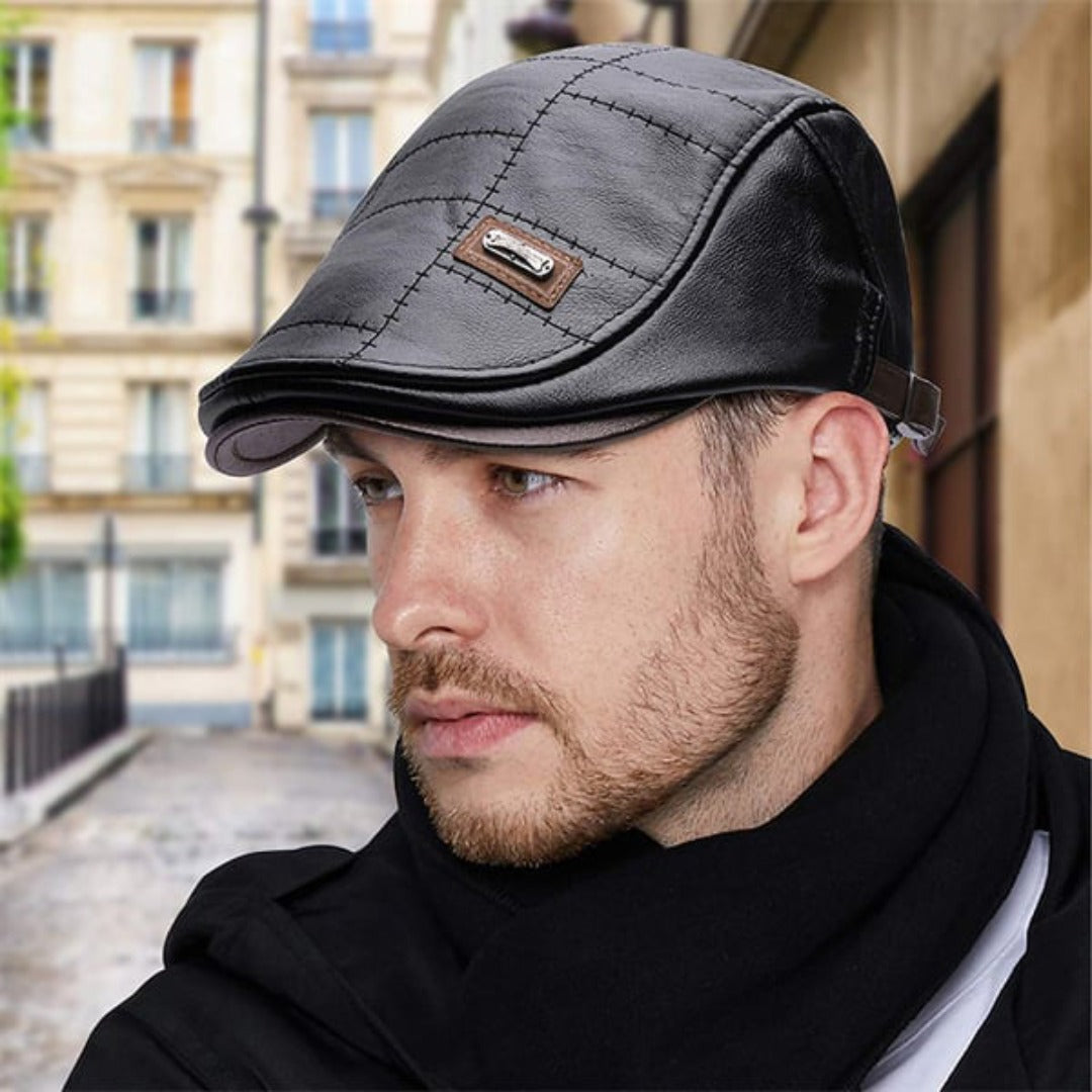 BaretÉlite - Retro-Leder-Beret für Herren