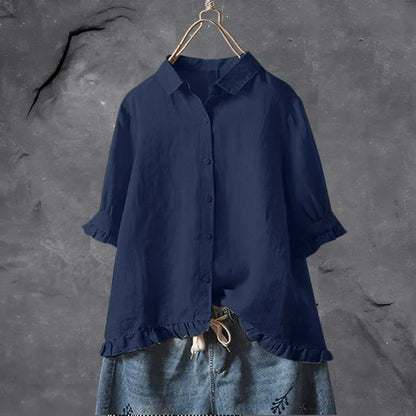 Leichte Sommerbluse für Damen mit Rüschen Saum und lockerem Schnitt