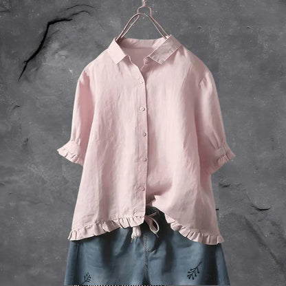 Leichte Sommerbluse für Damen mit Rüschen Saum und lockerem Schnitt