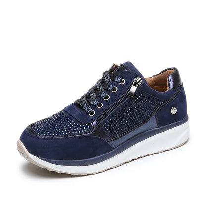 Ysaline - Ergonomische, Bequeme und Elegante Sneakers für Lange Spaziergänge und City-Trips mit Glänzenden Schnürsenkeln und Reißverschluss