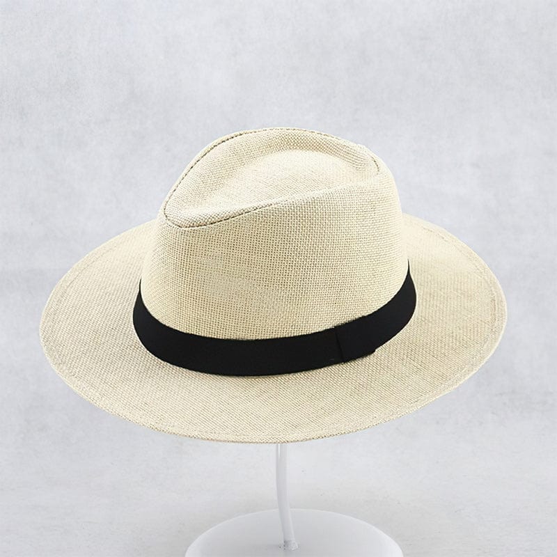 Klassischer Fedora Strohhut für Herren – Eleganter Sommerhut mit UV-Schutz & Reiseetui