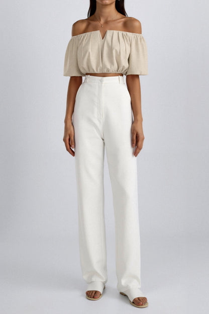 Elegante Off-Shoulder Bluse für Damen mit V-Ausschnitt – Leichtes Sommer Top