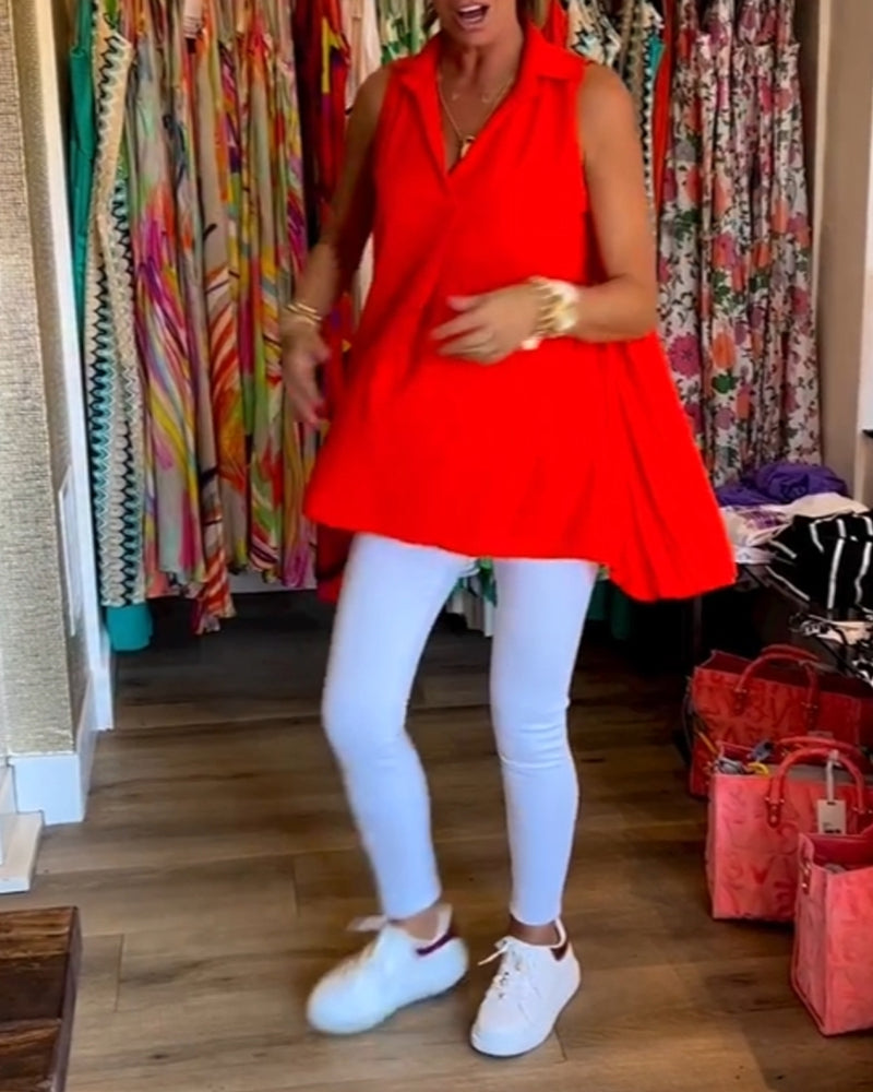 Lyséa - Ärmellose Lange Bluse, Leicht und Elegant für Frühling und Sommer, für Damen