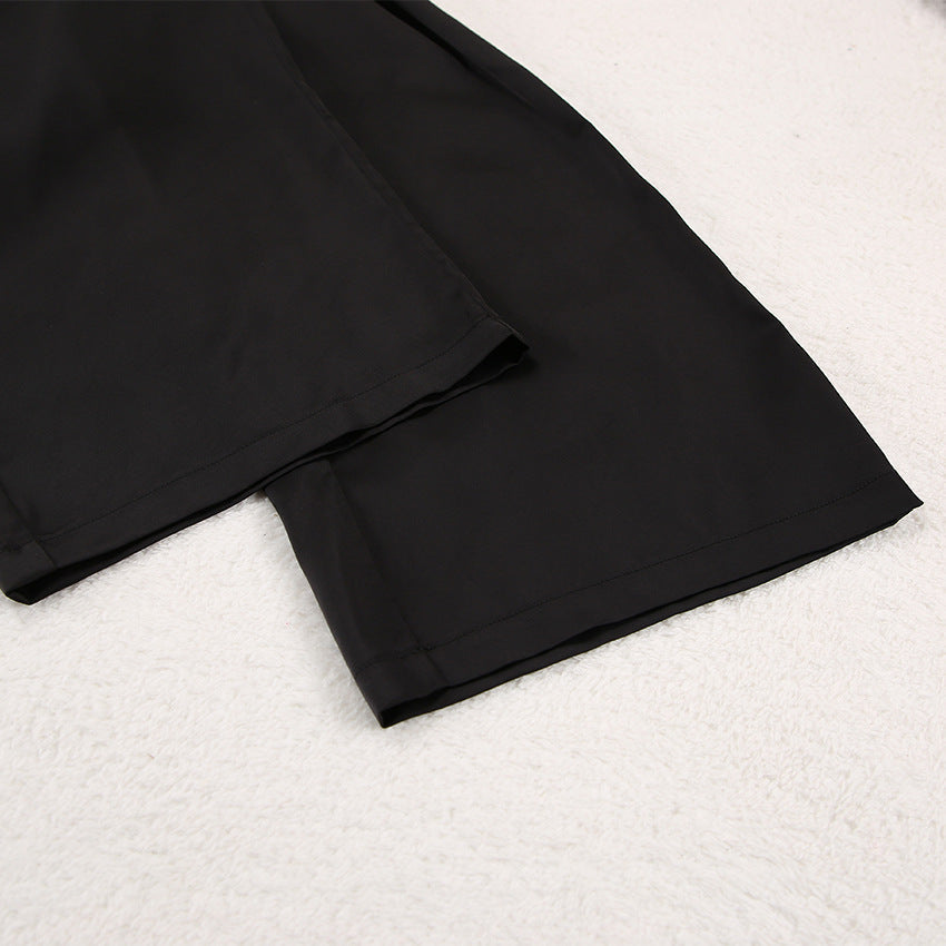 Noélya - Damen Pyjama-Set aus luxuriösem Satin mit Langarmshirt und langer Hose