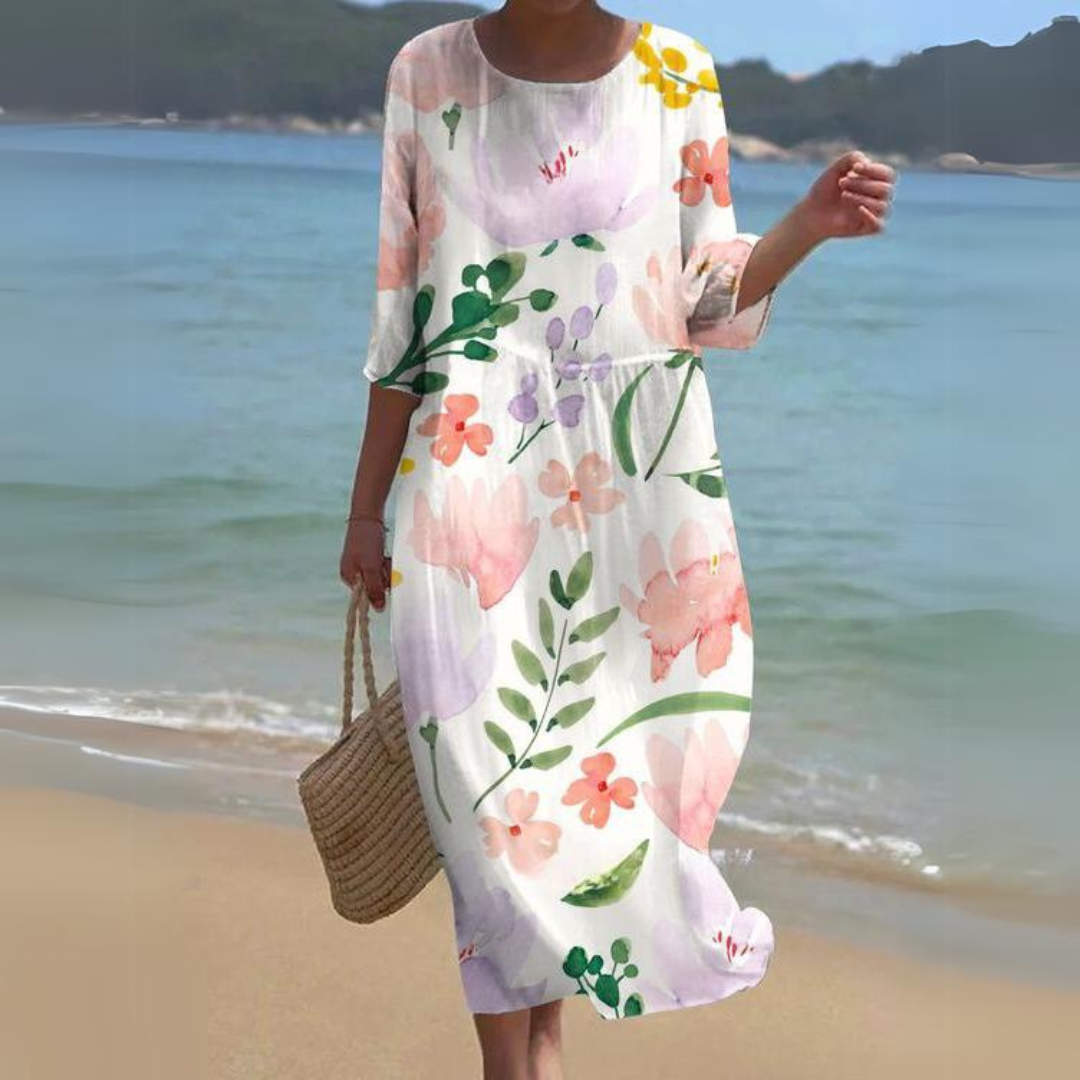 Briselle - Elegantes und Leichtes Maxikleid mit Floralprint und Halbarmen