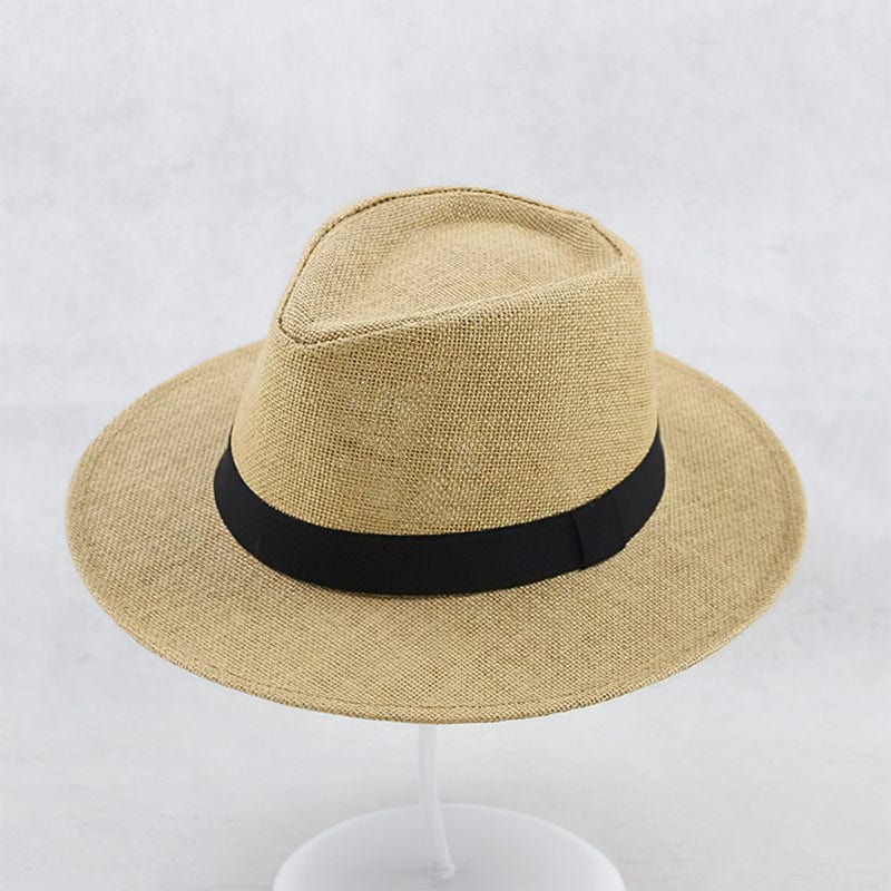 Klassischer Fedora Strohhut für Herren – Eleganter Sommerhut mit UV-Schutz & Reiseetui