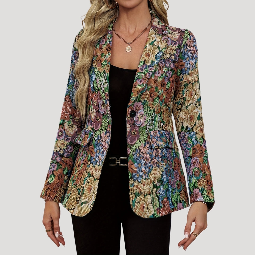 Eleganter Blumen-Blazer mit tailliertem Schnitt für Damen – Stilvoll & Modern für Business & Alltag
