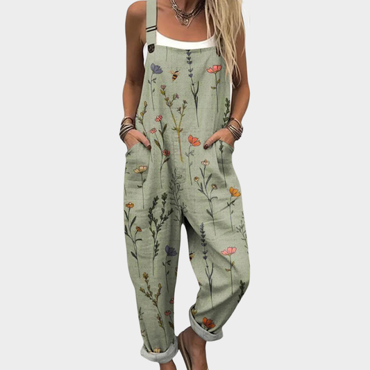Lässiger Jumpsuit mit Blumenprint & Trägern – Lockerer Sommer Overall mit Taschen für Damen