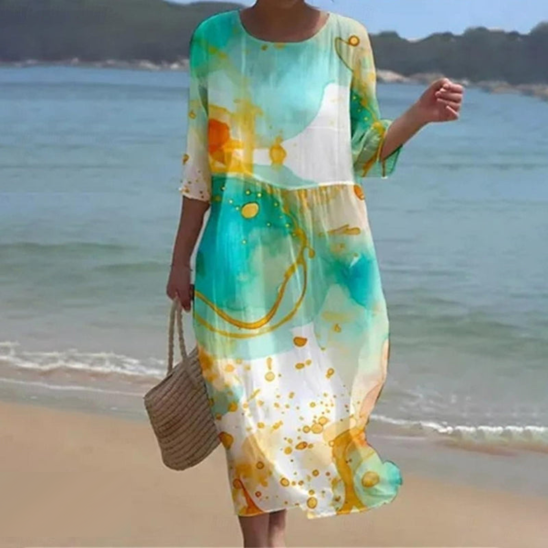 Briselle - Elegantes und Leichtes Maxikleid mit Floralprint und Halbarmen