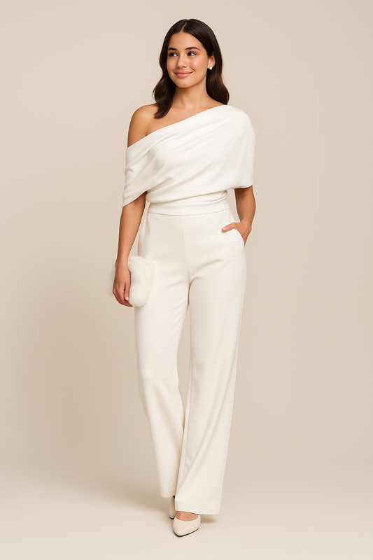 Marilys - Elegante Lange Frühlingskombination mit Asymmetrischem Design und Schulterfreiem Schnitt