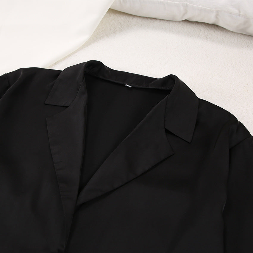 Noélya - Damen Pyjama-Set aus luxuriösem Satin mit Langarmshirt und langer Hose