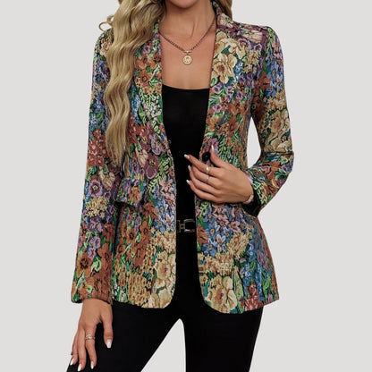 Eleganter Blumen-Blazer mit tailliertem Schnitt für Damen – Stilvoll & Modern für Business & Alltag