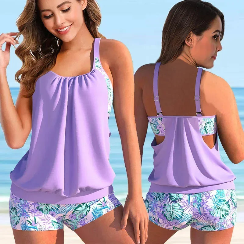 Figurschmeichelnder Tankini mit Shorts – Bequemes Damen Bade-Set für Strand & Urlaub