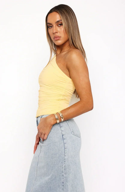 Asymmetrisches One-Shoulder Crop Top – Figurbetont & Elegant für Damen