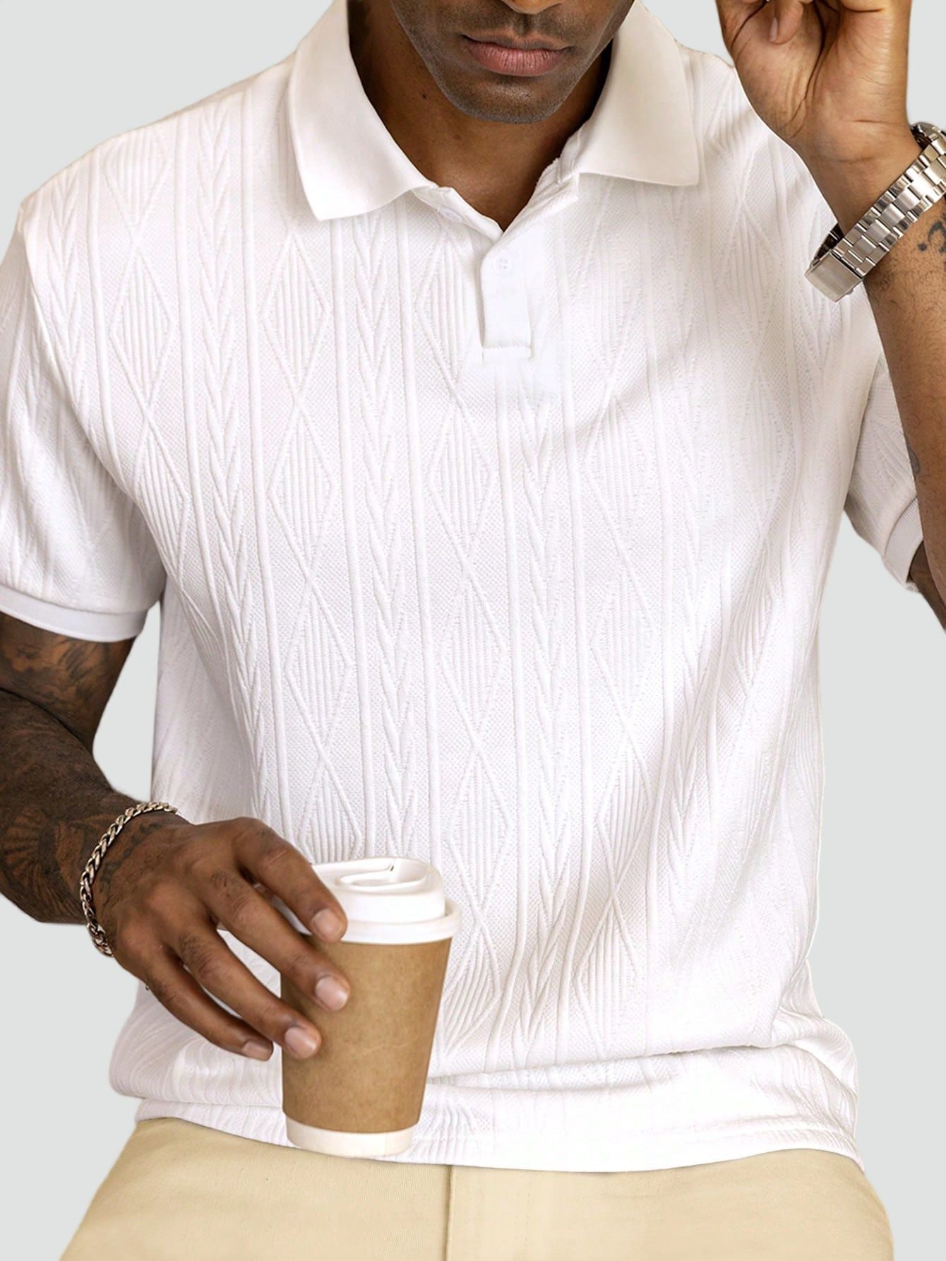 Strukturiertes Polo-Shirt für Herren – Elegantes Kurzarmshirt atmungsaktiv & stilvoll