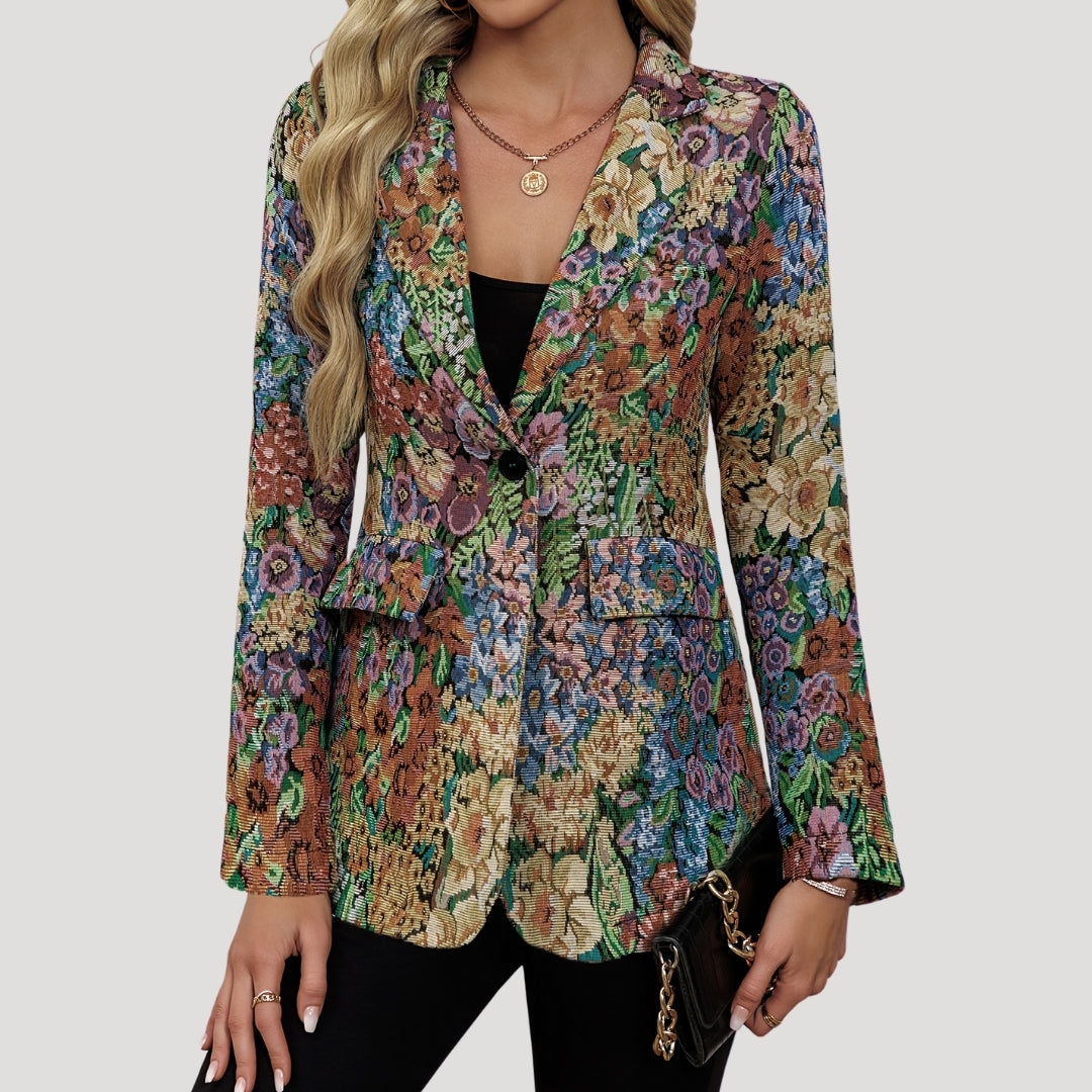 Eleganter Blumen-Blazer mit tailliertem Schnitt für Damen – Stilvoll & Modern für Business & Alltag
