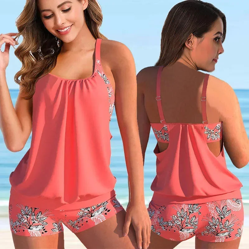 Figurschmeichelnder Tankini mit Shorts – Bequemes Damen Bade-Set für Strand & Urlaub