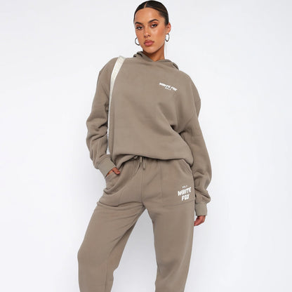Oréline - Elegantes Zweiteiliges Set: Hoodie und Hochtaillierte Jogginghose in Sanften Farben