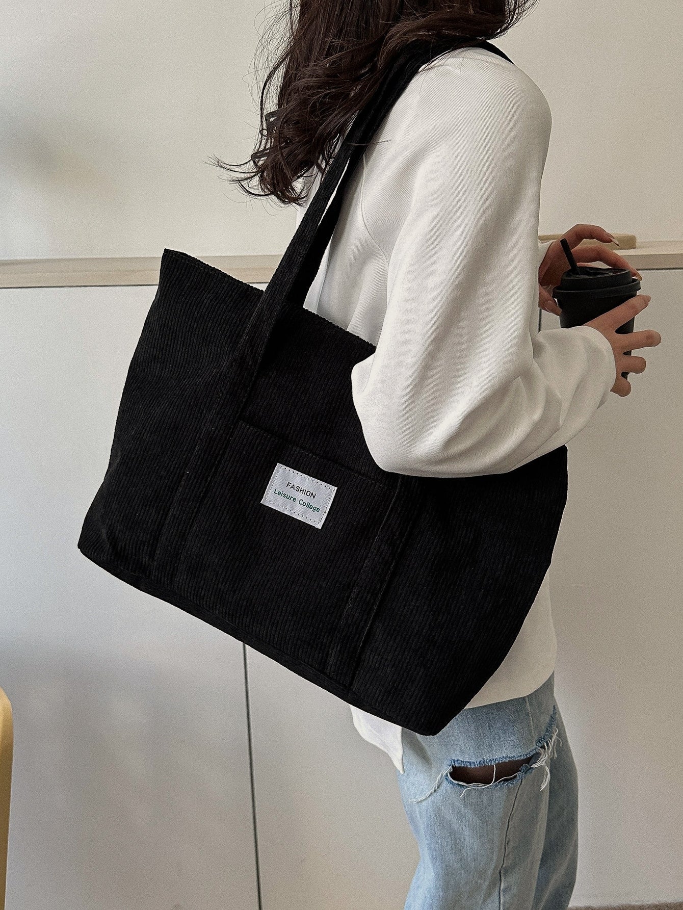 Cabaséa - Großer Cord-Tasche | Schultasche | Ideal für Schule, Studenten und Arbeit
