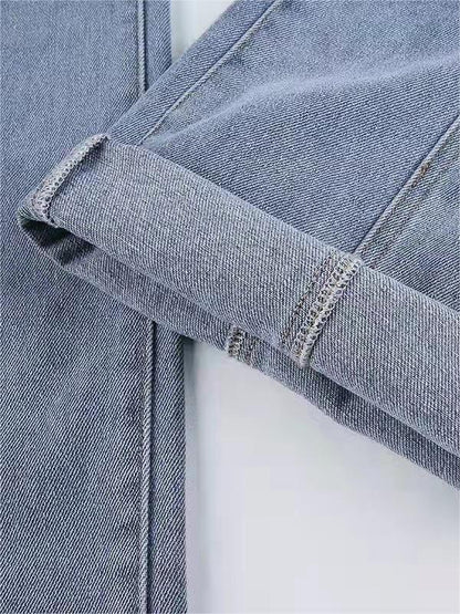 Moréa - Jean Évasé Stretch Taille Haute für Frauen mit Patchwork von Zwei Sternen auf dem Rücken