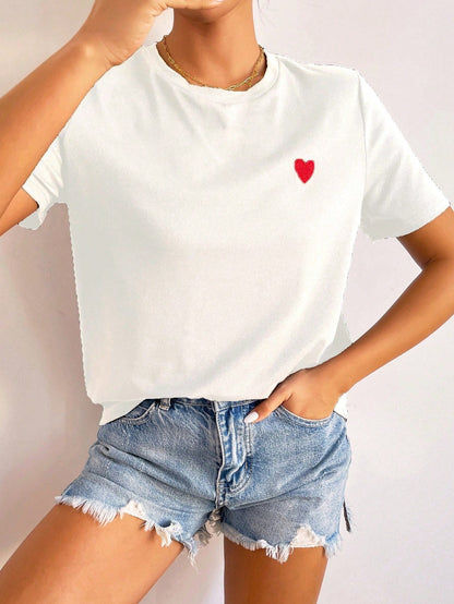 Méloria - Kurzarm T-Shirt mit Rundhalsausschnitt und Herz-Augen-Detail